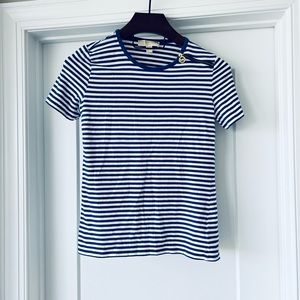 Michael Kors Blue & White Striped Top Size L 95% Elastane